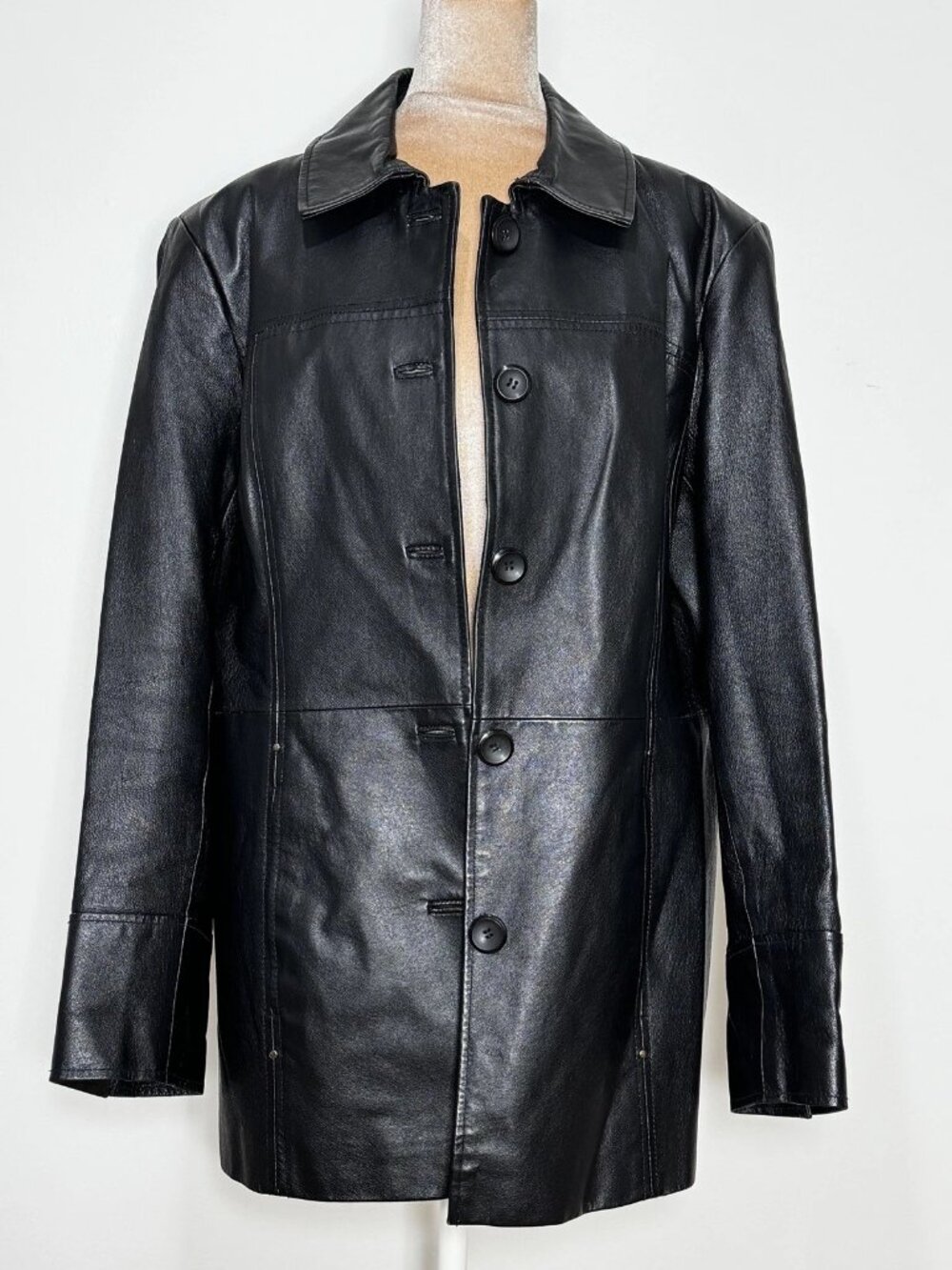 East 5th Jacket Women's Large Black Genuine Leather Blazer Coat Jacket 90s
